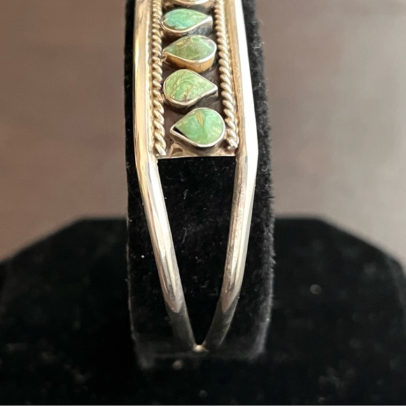 Los Ballesteros vintage sterling silver 925 and turquoise cuff bracelet - Picture 6 of 8